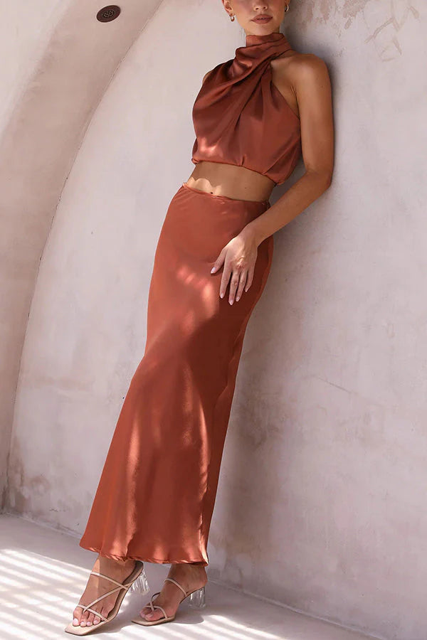 ELEGANCIA SATIJNEN MAXI ROK SET - Amour-amsterdam