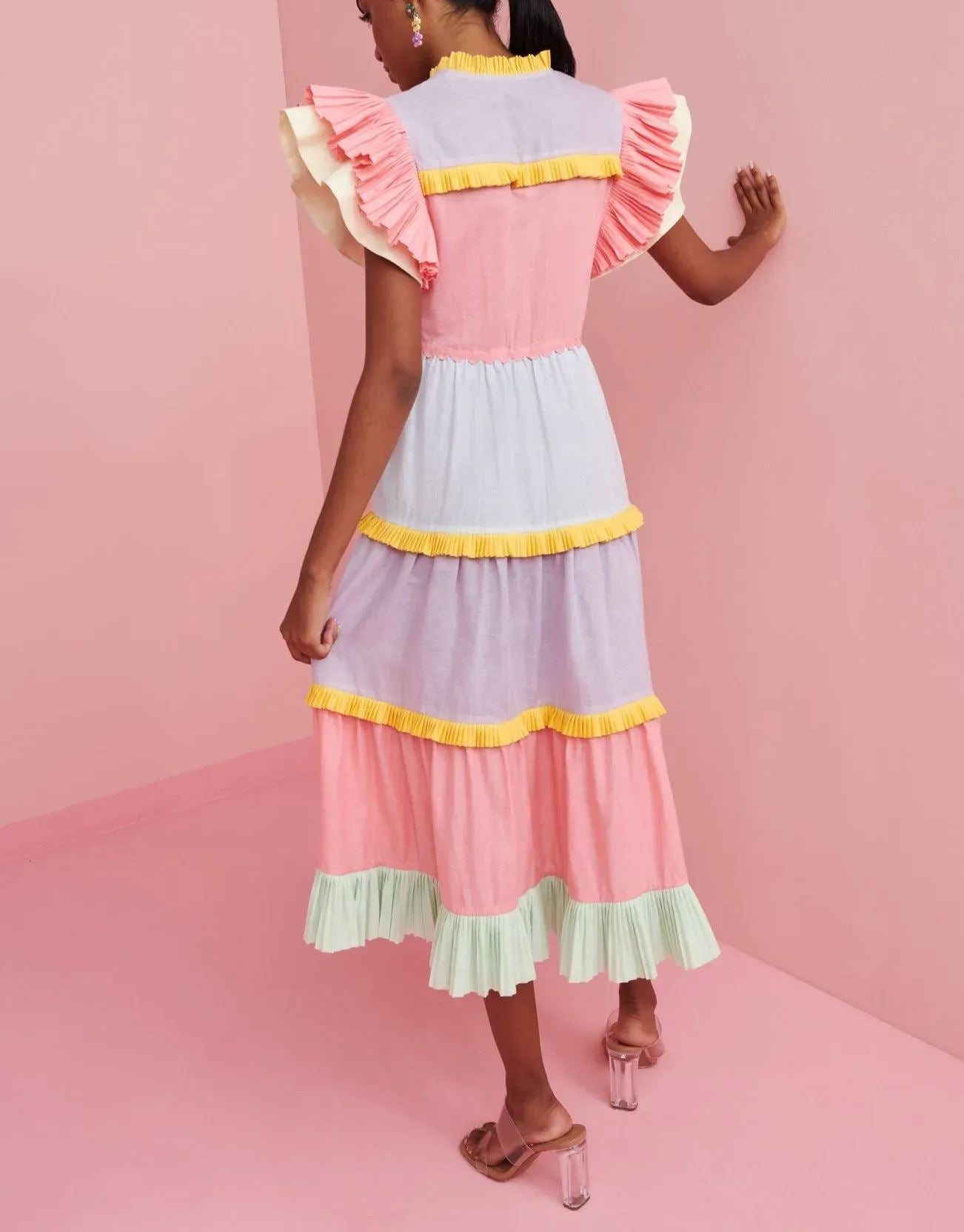 Vibrant Ruffle Trim Maxi Dress - Amour-amsterdam