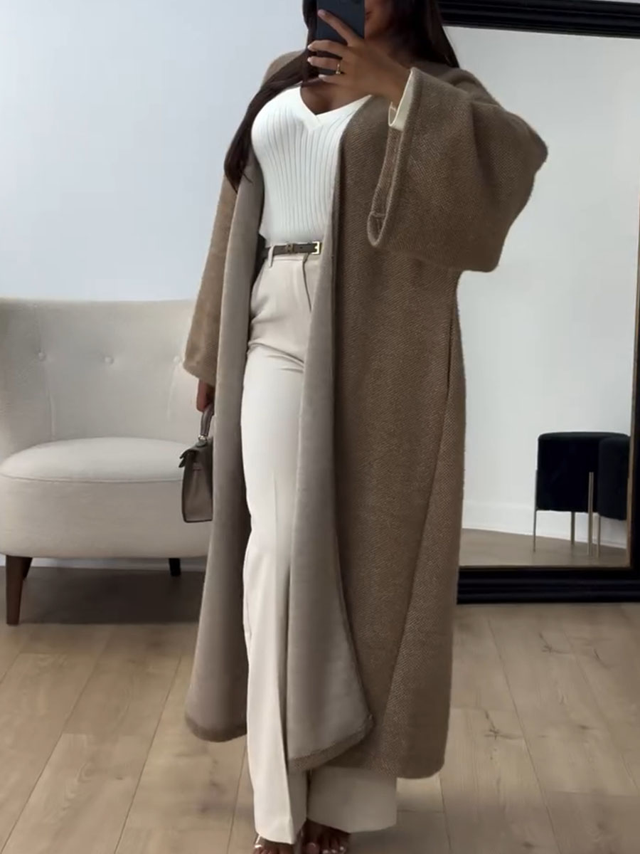 Autumn and winter loose solid color coat