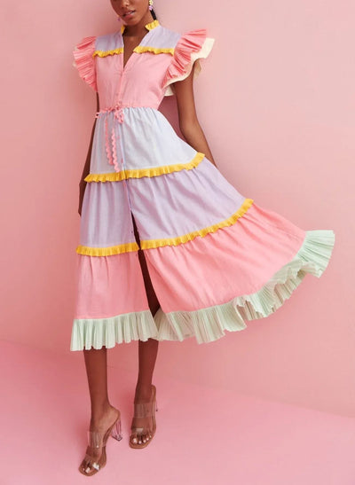 Vibrant Ruffle Trim Maxi Dress - Amour-amsterdam